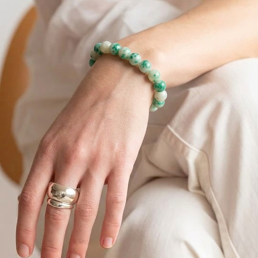Green Spotted Jade Bracelet