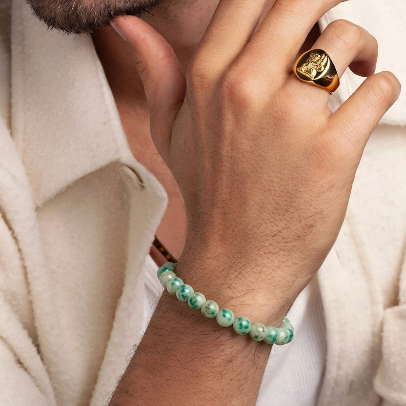 Green Spotted Jade Bracelet