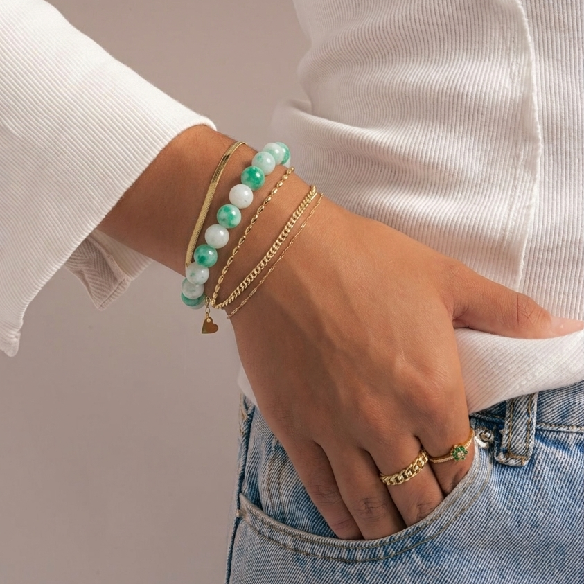 Green Spotted Jade Bracelet